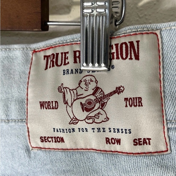 TRUE RELIGION Rocco Jean Shorts Men's Sz 31 Light Wash Relaxed Skinny Flap New - Picture 9 of 9